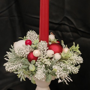 Elegáns, fehér-piros karácsonyi asztali dísz szett - karácsony - karácsonyi lakásdekoráció - karácsonyfa, grincsfa - Meska.hu