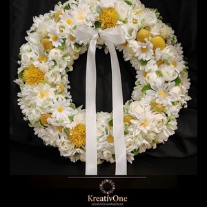 Margarétás tavaszi kopogtató, Otthon & Életmód, Dekoráció, Ajtó- és ablak dekoráció, Ajtódísz & Kopogtató, Virágkötés, MESKA