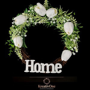 Tavaszi ajtódísz fehér tulipánnal - Meska.hu