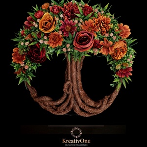 Életfa (Tündérfa) kopogtató őszi színekkel, Otthon & Életmód, Dekoráció, Ajtó- és ablak dekoráció, Ajtódísz & Kopogtató, Decoupage, transzfer és szalvétatechnika, Virágkötés, MESKA