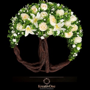 Fehér virágos életfa ajtódísz - Meska.hu