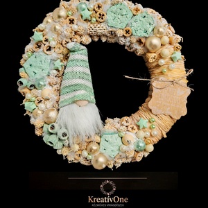 Téli kopogtató , Otthon & Életmód, Dekoráció, Ajtó- és ablak dekoráció, Ajtódísz & Kopogtató, Virágkötés, MESKA