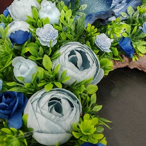 Kék virágos életfa ajtódísz - otthon & életmód - dekoráció - ajtó- és ablak dekoráció - ajtódísz & kopogtató - Meska.hu