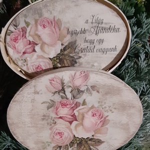 Hűtőmágnes díszdobozban, Otthon & Életmód, Konyhafelszerelés, tálalás, Konyhai dekoráció, Hűtőmágnes, Decoupage, transzfer és szalvétatechnika, MESKA
