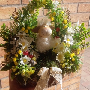 Tavaszi hangulat- asztali dísz-húsvéti bárányos - otthon & életmód - dekoráció - asztal és polc dekoráció - asztaldísz - Meska.hu