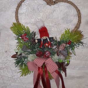 Karácsonyi ajtó/ablak dísz, Karácsony, Adventi díszek, Adventi ajtódísz, Virágkötés, MESKA