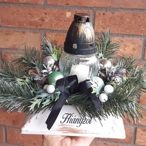 Sírdísz-nehezített műfenyős - otthon & életmód - vallás - temetkezési tárgy - sírdísz, kegyeleti dísz - Meska.hu