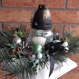 Sírdísz-nehezített műfenyős - otthon & életmód - vallás - temetkezési tárgy - sírdísz, kegyeleti dísz - Meska.hu