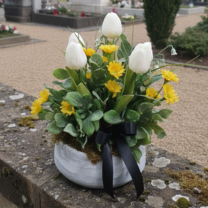 Nehezített tavaszi Sírdísz - otthon & életmód - vallás - temetkezési tárgy - sírcsokor, virág dekoráció - Meska.hu
