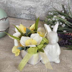 Kerámia Húsvéti dekoráció, Ünnepi díszek, dekorációk, Húsvéti díszek és dekorációk, Húsvéti asztaldíszek, Virágkötés, MESKA