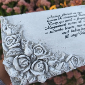 Mindenszentek halottak napja -Sírdísz -beton tábla - otthon & életmód - vallás - temetkezési tárgy - sírtábla - Meska.hu