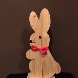 Cuki fából készült nyuszika szalaggal - Meska.hu