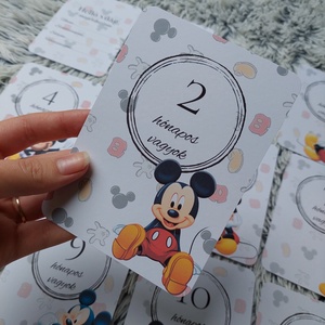 28db Baba mérföldkő kártya, Mickey egeres, Baba - mama, Babaszoba kép, Babaszoba dekoráció, Fotó, grafika, rajz, illusztráció, MESKA