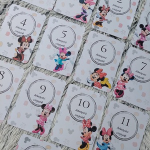 40db Babakártya, Baba mérföldkő kártya, Minnie egeres - otthon & életmód - babaszoba, gyerekszoba - babaszoba kép - Meska.hu