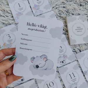 Baba mérföldkő kártya, aranyos koalás babakártya - otthon & életmód - babaszoba, gyerekszoba - babaszoba kép - Meska.hu