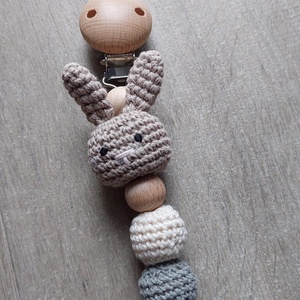 Horgolt nyuszis cumilánc, Játék & Sport, 3 éves kor alattiaknak, Cumilánc, Horgolás, MESKA