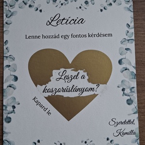 Koszorúslány / tanú felkérő, Kaparós koszorúslány felkérő, Kaparós tanú felkérő, Kaparós sorsjegy - esküvő - meghívó & kártya - tanú felkérő - Meska.hu