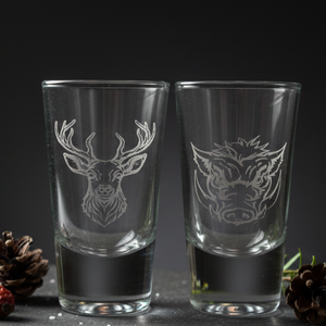 Szarvasos gravírozott felespohár, Otthon & Életmód, Konyhafelszerelés, tálalás, Tálalás, Pálinkás poharak, szettek, , MESKA