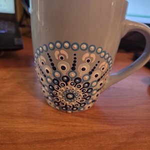 Szürke bögre kékkel - Meska.hu