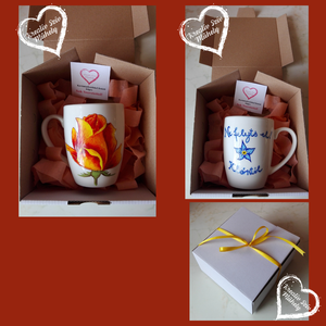 Rózsás festett bögre:)Születésnap/ballagás/évzáró/óvoda/iskola/bölcsöde/köszönőajándék - otthon & életmód - papír, írószer - ajándékozás kellékei - ajándékkísérő - Meska.hu