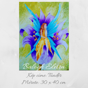 Tündér-üvegfestmény 30 x 40 cm, Művészet, Festmény, Üvegfestmény, Festészet, MESKA