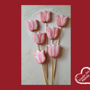 Pálcás Mézeskalács - Rózsaszín tulipán formák/ballagás/óvoda/iskola/bölcsőde/évzáró,esküvő köszönöajándék, Esküvő, Emlék & Ajándék, Köszönőajándék, Mézeskalácssütés, MESKA