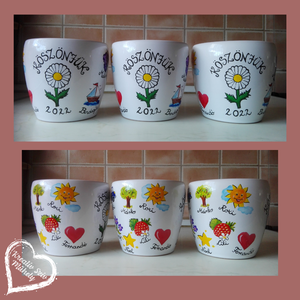 Festett kaspó/virágtartó-ballagási ajándék-ballagás óvoda/iskola/bölcsöde/évzáró/búcsúztató - otthon & életmód - dekoráció - virágdísz és tartó - cserép & kaspó - Meska.hu