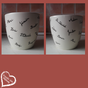 Festett kaspó-nevekkel-ballagási ajándék-ballagás óvoda/iskola/bölcsöde/évzáró/búcsúztató - otthon & életmód - dekoráció - virágdísz és tartó - cserép & kaspó - Meska.hu