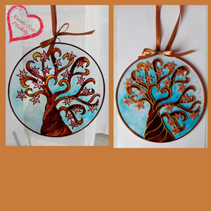 ÉLETFA-tavasz/Mini üvegkép/15 cm - Meska.hu