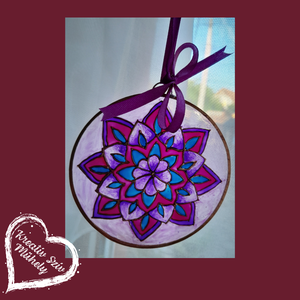 Lilás virág-/Mini üvegkép/10 cm - művészet - festmény - üvegfestmény - Meska.hu