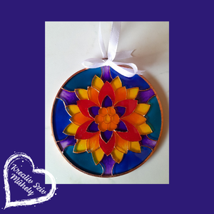 Tavirózsa-/Mini üvegkép/10 cm, Művészet, Festmény, Üvegfestmény, Üvegművészet, Festészet, MESKA