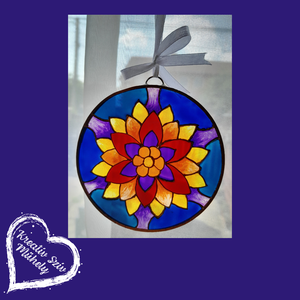 Tavirózsa-/Mini üvegkép/10 cm - művészet - festmény - üvegfestmény - Meska.hu