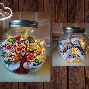 Szeretetbefőtt-keksztartó/fűszertartó/üveg-ballagás/óvoda/iskola/bölcsőde/évzáró/búcsúztató/esküvő, Otthon & Életmód, Dekoráció, Asztal és polc dekoráció, Díszüveg, Festett tárgyak, Üvegművészet, MESKA