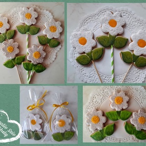 Pálcás Mézeskalács - Margaréta virág forma/köszönőajándék/esküvő/ballagás/óvoda/iskola/bölcsőde , Esküvő, Emlék & Ajándék, Köszönőajándék, Mézeskalácssütés, MESKA