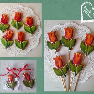 Pálcás Mézeskalács - Tulipán virág forma/köszönőajándék/esküvő/ballagás/óvoda/iskola/bölcsőde , Esküvő, Emlék & Ajándék, Köszönőajándék, Mézeskalácssütés, MESKA