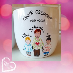 Festett kaspó/virágtartó-ballagási ajándék-ballagás óvoda/iskola/bölcsöde/évzáró/búcsúztató, Otthon & Életmód, Dekoráció, Virágdísz és tartó, Cserép & Kaspó, Üvegművészet, Festészet, MESKA