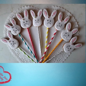 Pálcás Mézeskalács - nyuszifej forma/húsvét - élelmiszer - gourmet ajándékcsomag - Meska.hu