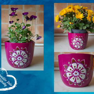 Kaspó mandalás ábrázolással -ajándék, Otthon & Életmód, Virágdekoráció, Virágtartó, Kaspó, Festett tárgyak, Festészet, MESKA