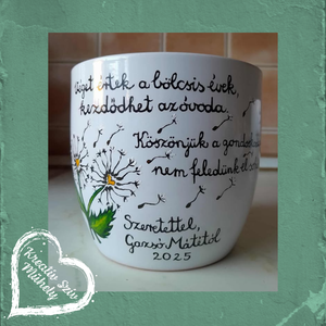 Festett kaspó/virágtartó-ballagási ajándék-ballagás óvoda/iskola/bölcsöde/évzáró/búcsúztató, Otthon & Életmód, Virágdekoráció, Virágtartó, Kaspó, Üvegművészet, Festészet, MESKA