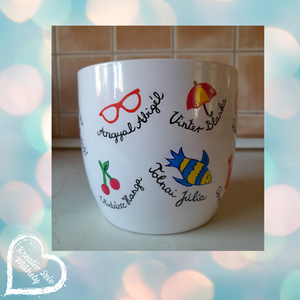 Festett kaspó/virágtartó-ballagási ajándék-ballagás óvoda/iskola/bölcsöde/évzáró/búcsúztató - otthon & életmód - virágdekoráció - virágtartó - kaspó - Meska.hu