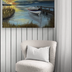 Csendes víz alkonyatkor - művészet - festmény - akril - Meska.hu