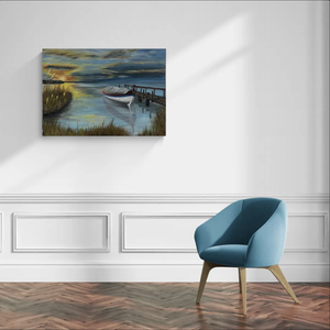 Csendes víz alkonyatkor - művészet - festmény - akril - Meska.hu