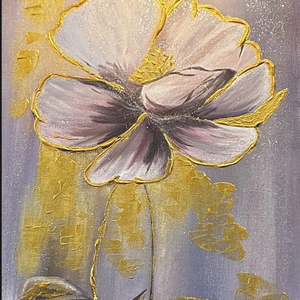 Golden bloom, Művészet, Festmény, Akril, Festészet, Festett tárgyak, MESKA