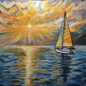 Golden horizon, Művészet, Festmény, Akril, Festészet, Festett tárgyak, MESKA