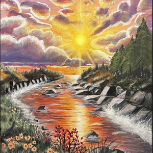 River of Light, Művészet, Festmény, Akril, Festészet, Festett tárgyak, MESKA