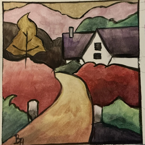 Út a kisházig, Művészet, Festmény, Akril, Festészet, Festett tárgyak, MESKA