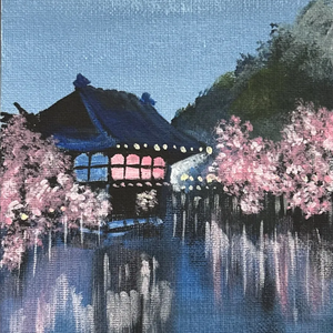 Cseresznyevirágzás, Művészet, Festmény, Akril, Festészet, Festett tárgyak, MESKA