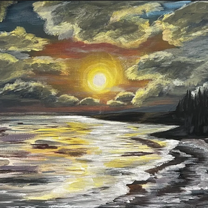 Aranypart, Művészet, Festmény, Akril, Festészet, Festett tárgyak, MESKA