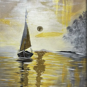 Golden Voyage, Művészet, Festmény, Akril, Festészet, Festett tárgyak, MESKA