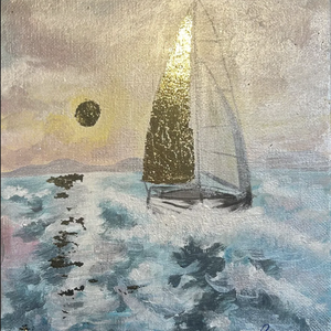 Golden silence, Művészet, Festmény, Akril, Festészet, Festett tárgyak, MESKA